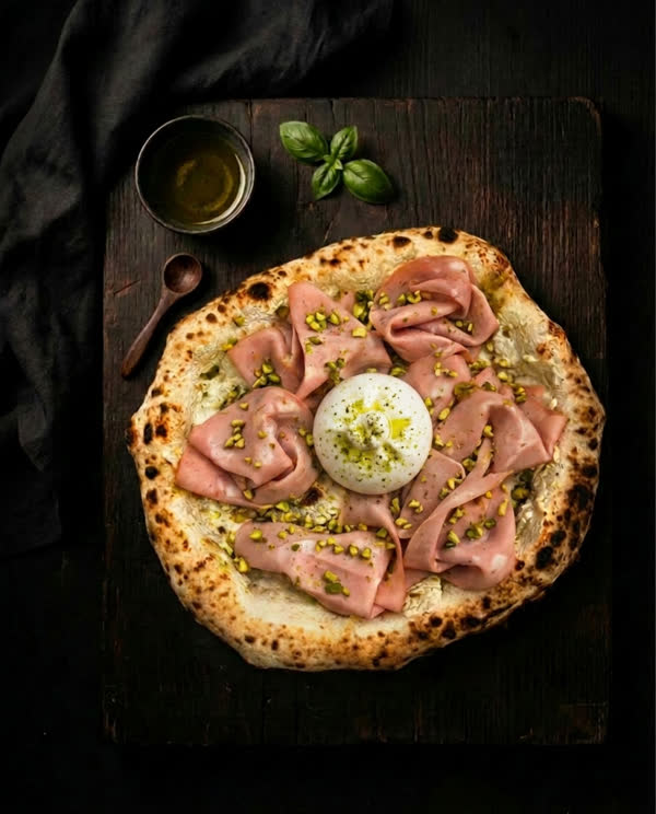 Mortadella e Pistacchio: Mortadella aus Bologna, Burrata, Pistazien aus Bronte